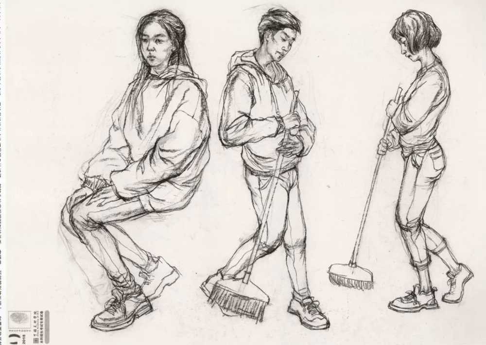 廣州美術高考班給咱精選了33幅中國美院往年速寫高分卷,20