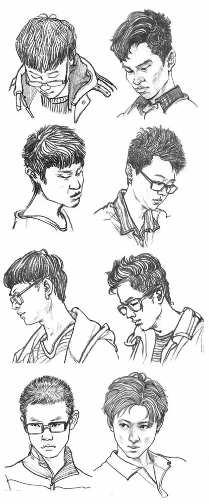 廣州畫室排名前三畫室整理的62個(gè)角度的人物頭發(fā)速寫畫法教,04