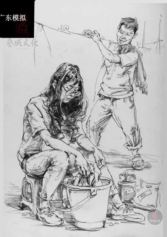 今天廣州十大畫室老師送你近兩年廣東模考速寫高分卷,02