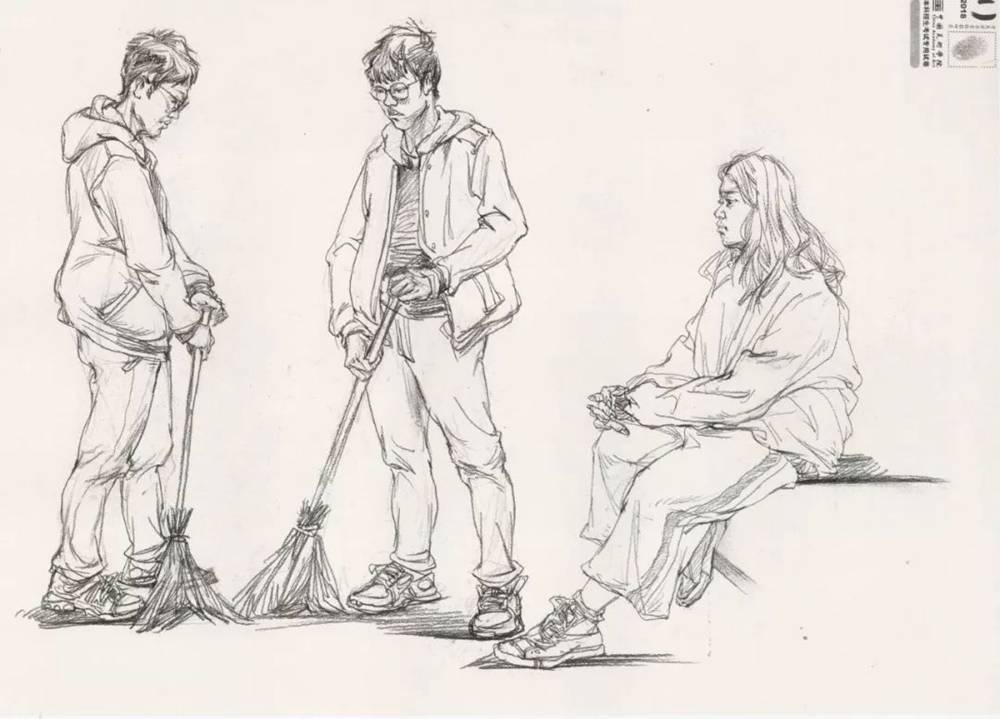 廣州美術高考班給咱精選了33幅中國美院往年速寫高分卷,14