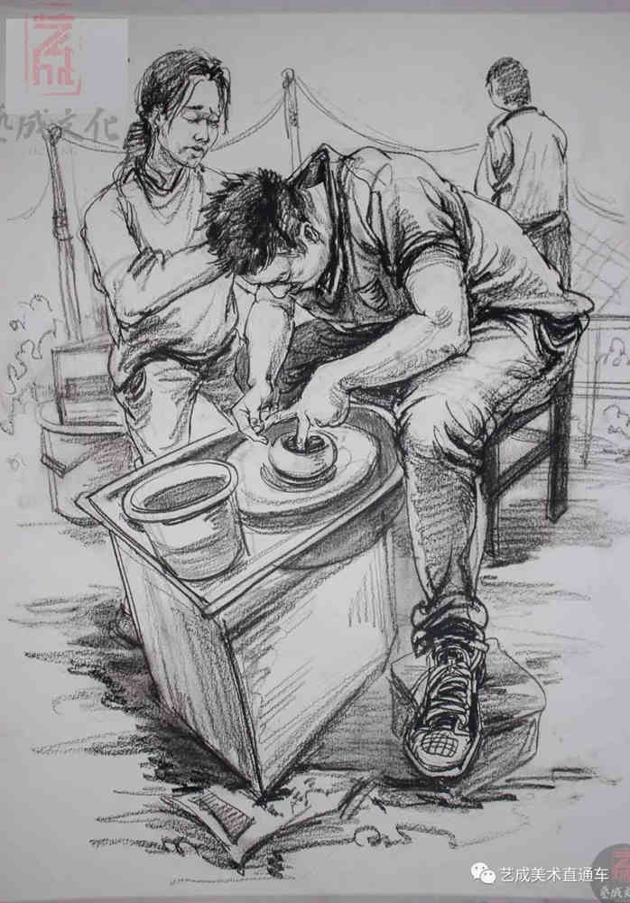 今天廣州十大畫室老師送你近兩年廣東模考速寫高分卷,63