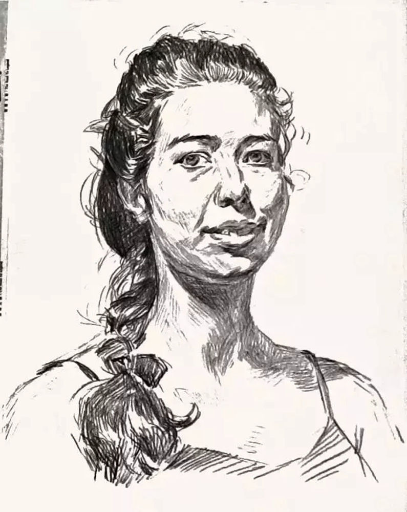 廣州畫室排名前十畫室教學(xué)|教你如何刻畫扎大麻花辮的外國女青年,05