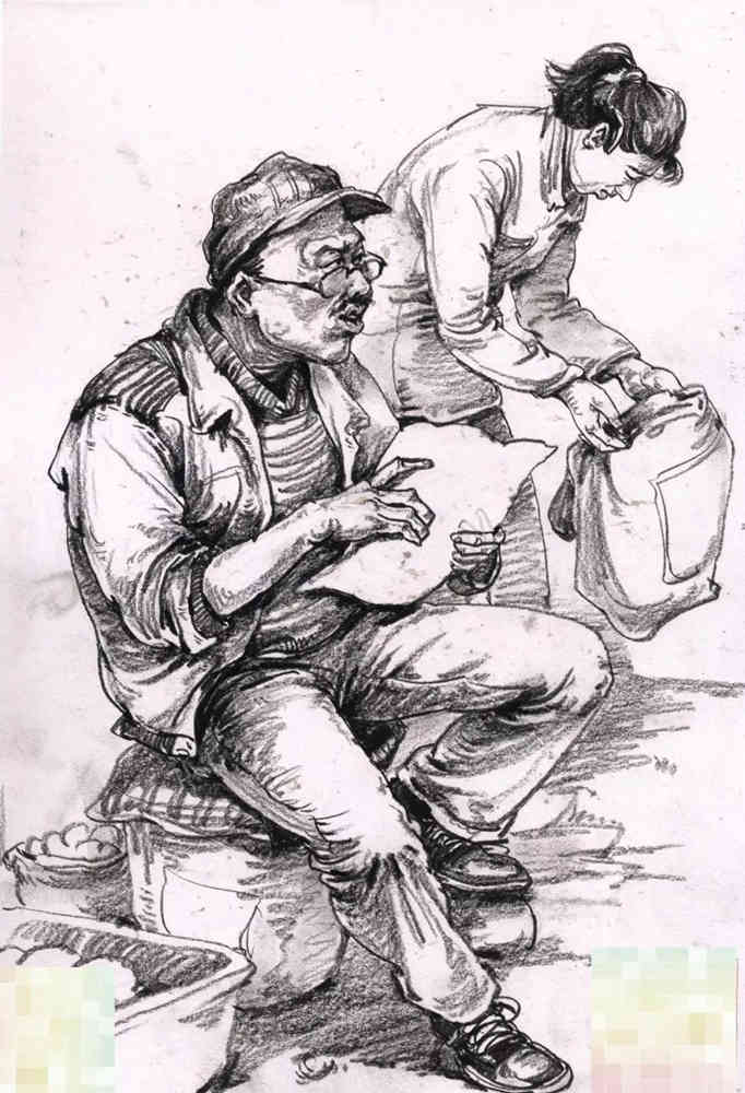 今天廣州十大畫室老師送你近兩年廣東模考速寫高分卷,34