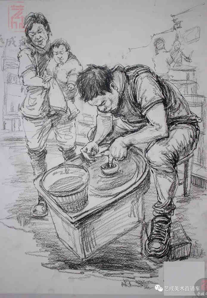 今天廣州十大畫室老師送你近兩年廣東模考速寫高分卷,56