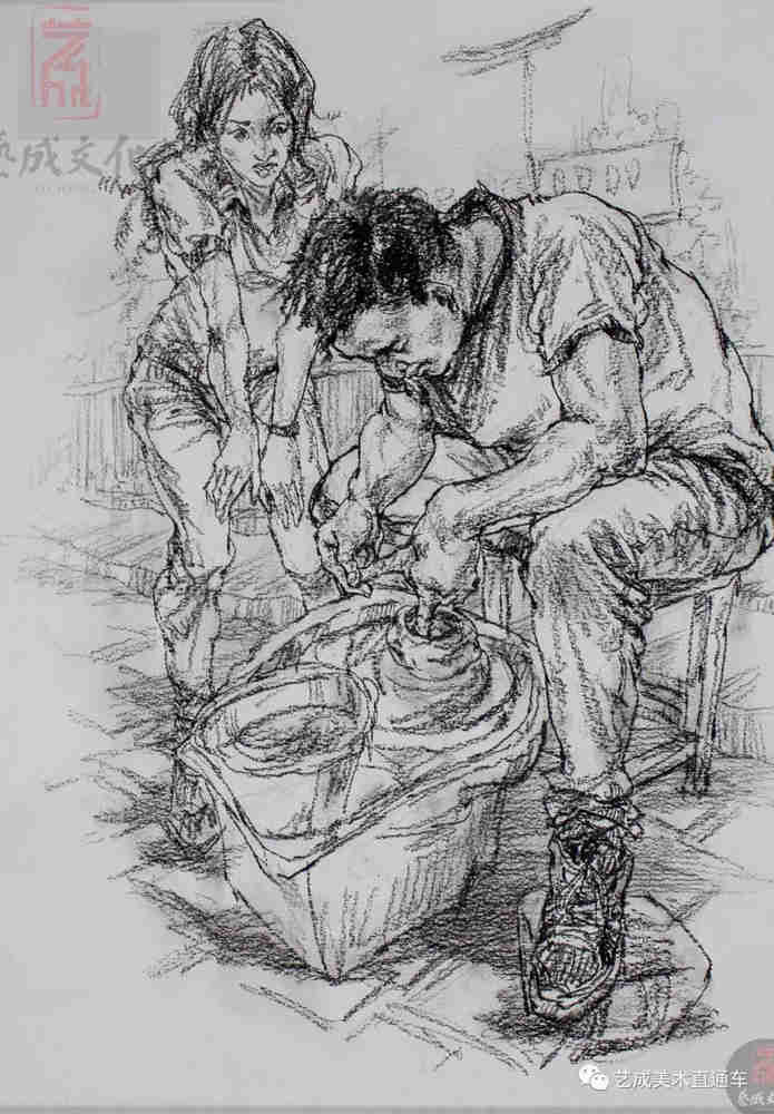 今天廣州十大畫室老師送你近兩年廣東模考速寫高分卷,55