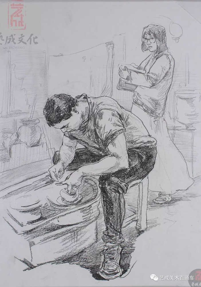 今天廣州十大畫室老師送你近兩年廣東模考速寫高分卷,61