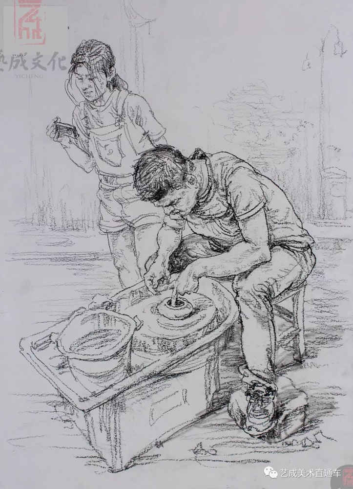 今天廣州十大畫室老師送你近兩年廣東模考速寫高分卷,47