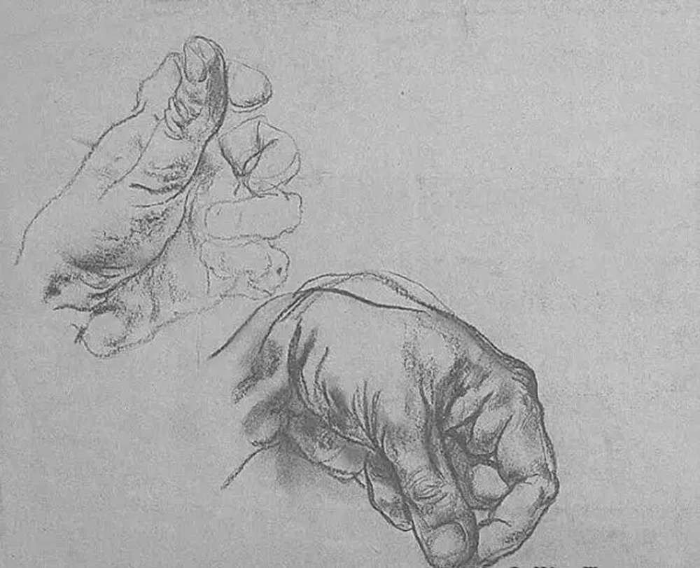 廣州畫室排名前五畫室給你整理了100幅手部刻畫作品拿去臨摹,62