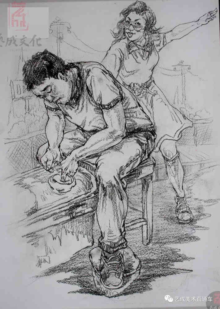 今天廣州十大畫室老師送你近兩年廣東模考速寫高分卷,59