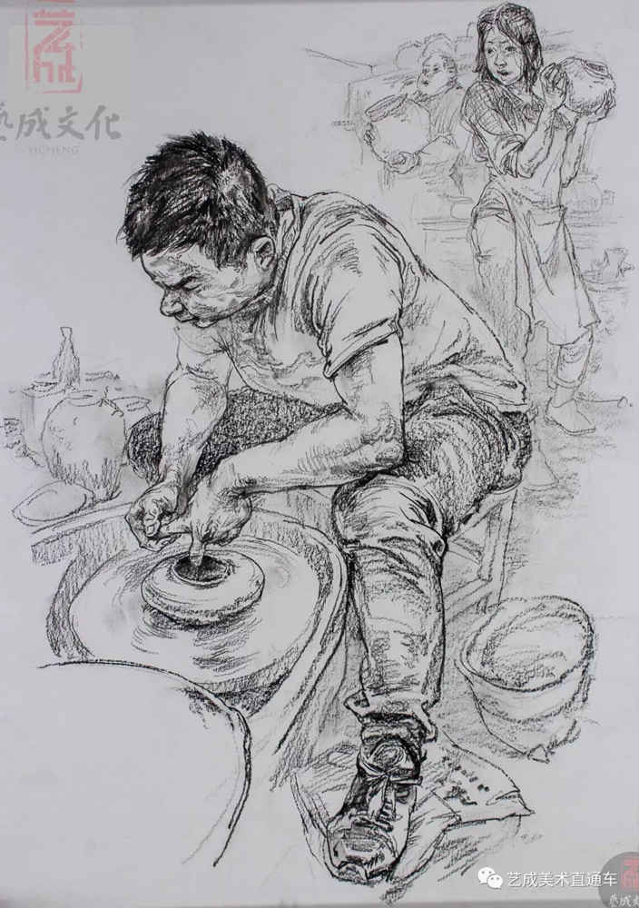 今天廣州十大畫室老師送你近兩年廣東模考速寫高分卷,40