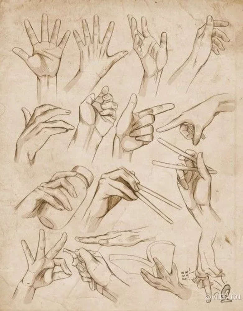 廣州畫室排名前五畫室給你整理了100幅手部刻畫作品拿去臨摹,01