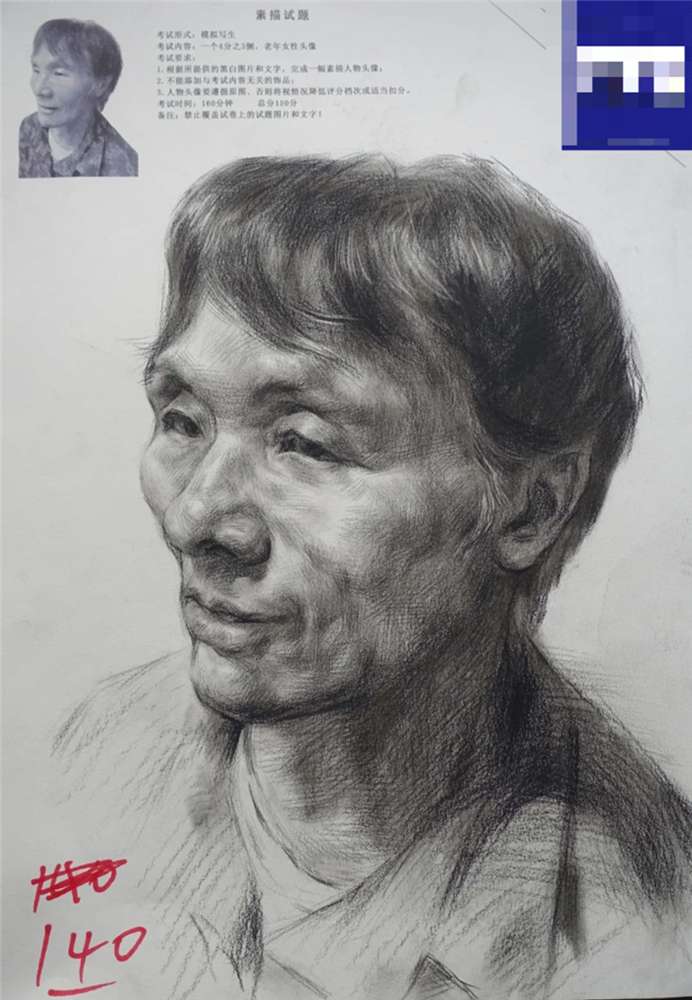 廣州美術高考班分享江西三模素描高分卷，畫面感很重要,03