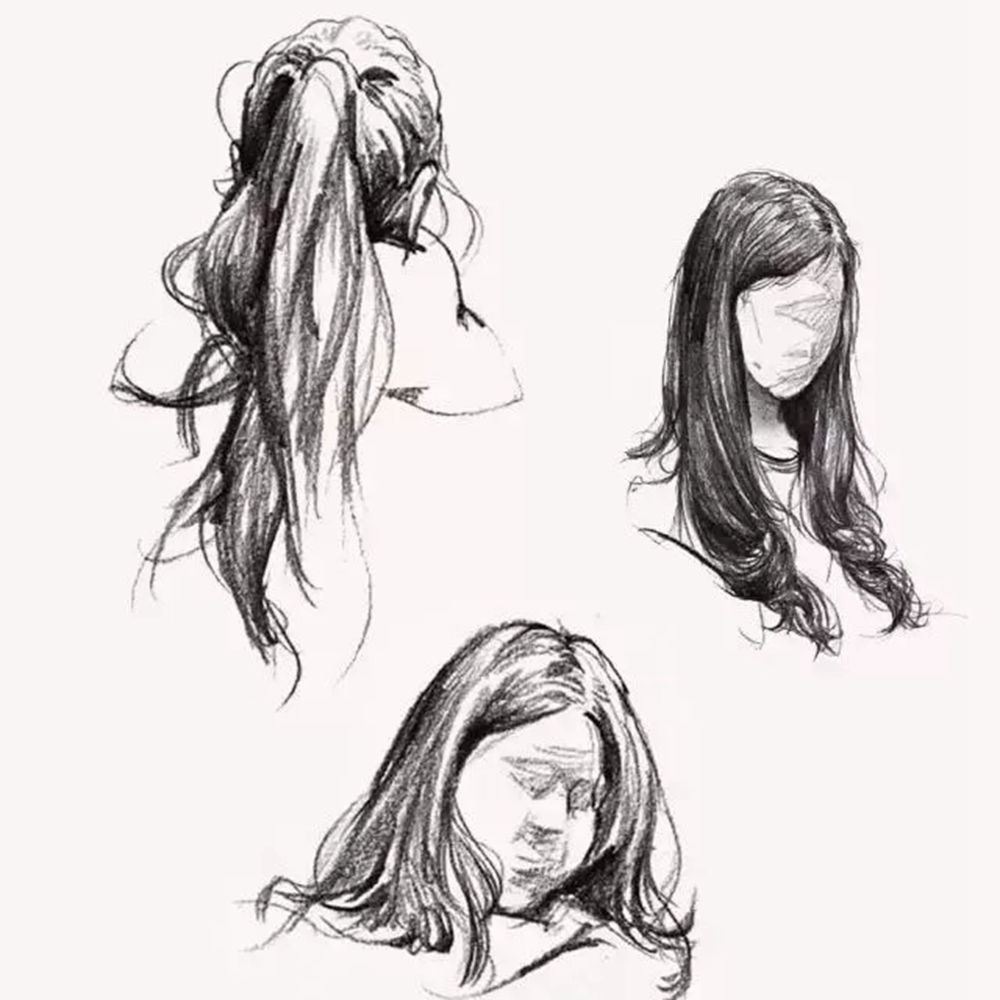 廣州畫室排名前三畫室整理的62個(gè)角度的人物頭發(fā)速寫畫法教,09