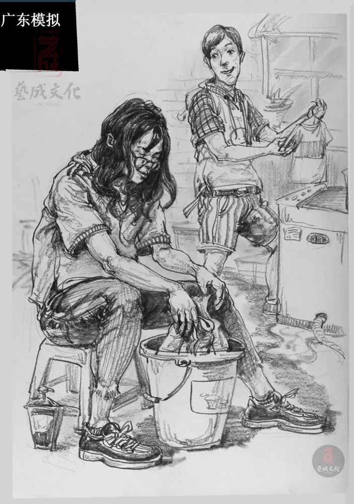 今天廣州十大畫室老師送你近兩年廣東模考速寫高分卷,16