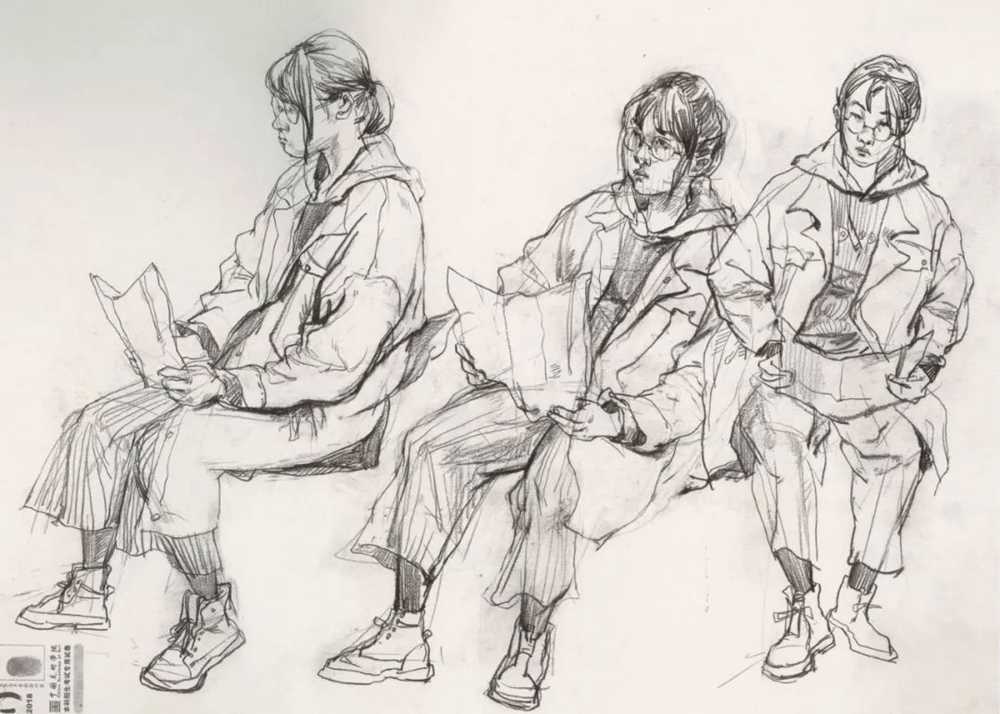 廣州美術高考班給咱精選了33幅中國美院往年速寫高分卷,21