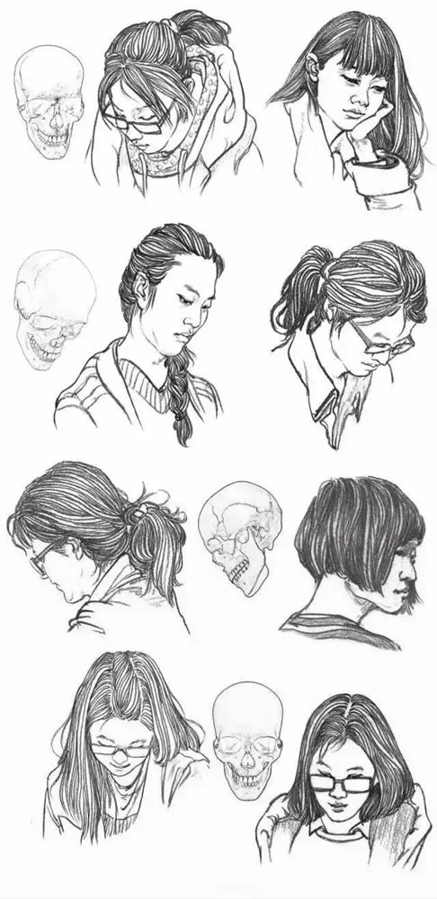 廣州畫室排名前三畫室整理的62個(gè)角度的人物頭發(fā)速寫畫法教,06