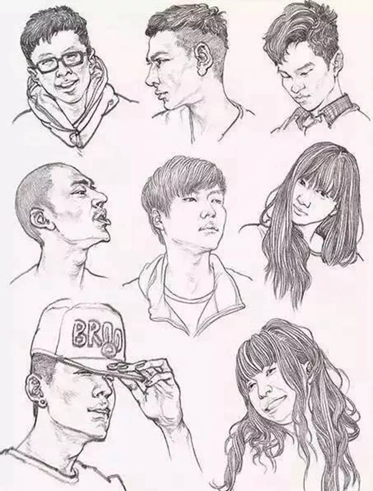 廣州畫室排名前三畫室整理的62個(gè)角度的人物頭發(fā)速寫畫法教,07