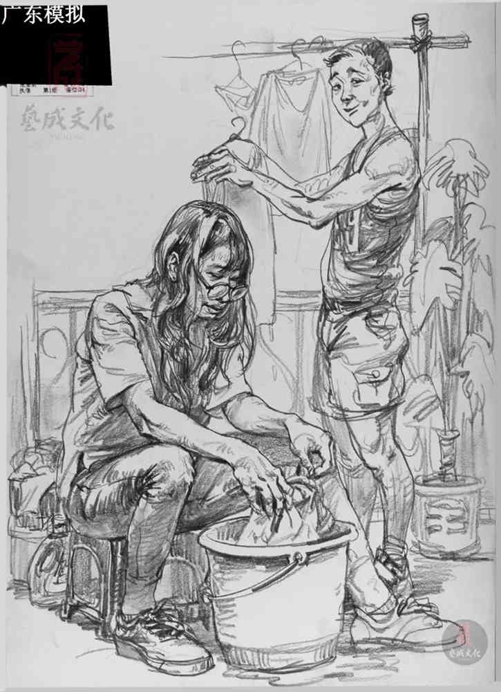 今天廣州十大畫室老師送你近兩年廣東模考速寫高分卷,03