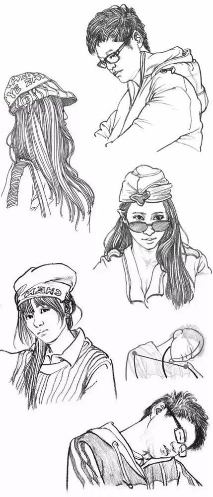 廣州畫室排名前三畫室整理的62個(gè)角度的人物頭發(fā)速寫畫法教,05