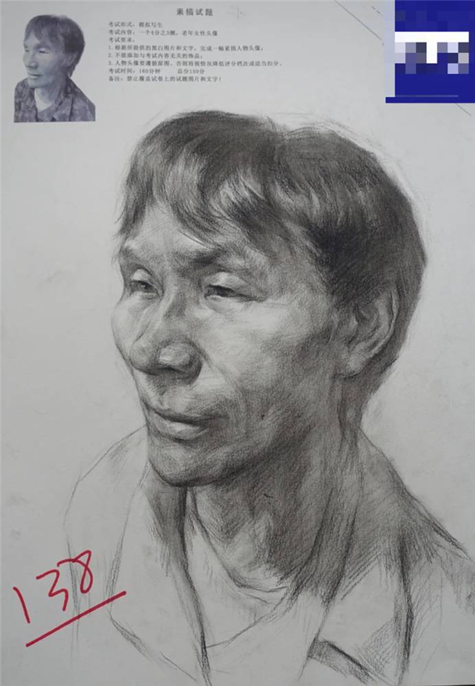 廣州美術高考班分享江西三模素描高分卷，畫面感很重要,06